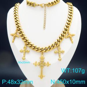 SS Gold-Plating Necklace - KN298468-Z