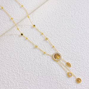 SS Gold-Plating Necklace - KN298517-SXSJ