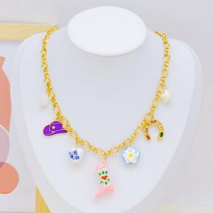 SS Gold-Plating Necklace - KN298833-SXSJ