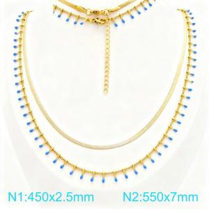 SS Gold-Plating Necklace - KN299069-Z