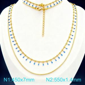 SS Gold-Plating Necklace - KN299070-Z