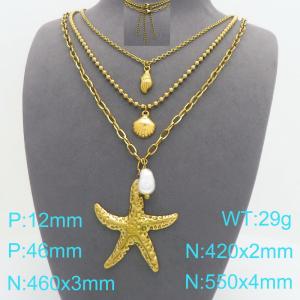 SS Gold-Plating Necklace - KN299540-Z