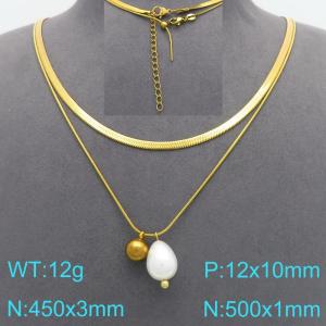 SS Gold-Plating Necklace - KN299581-Z
