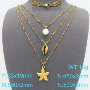 SS Gold-Plating Necklace - KN299590-Z
