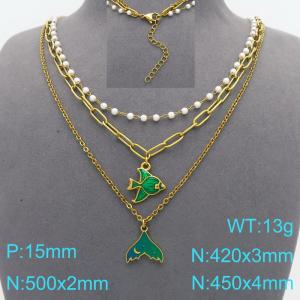 SS Gold-Plating Necklace - KN299591-Z