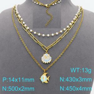 SS Gold-Plating Necklace - KN299592-Z