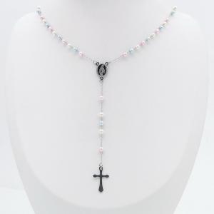 Stainless Steel Rosary Necklace - KN299850-NJ