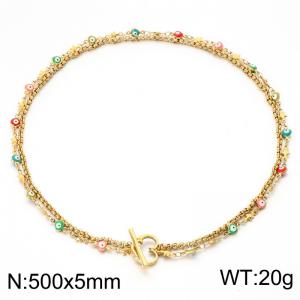 SS Gold-Plating Necklace - KN302600-Z
