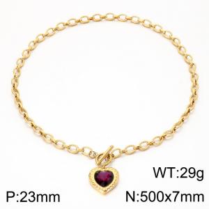 Stainless Steel Stone Necklace - KN302629-Z