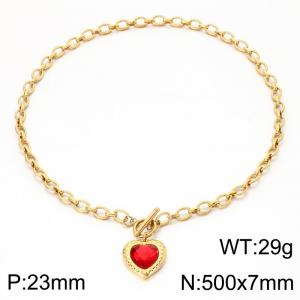 Stainless Steel Stone Necklace - KN302630-Z