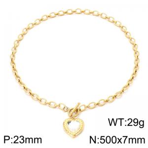 Stainless Steel Stone Necklace - KN302633-Z