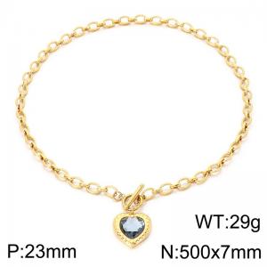 Stainless Steel Stone Necklace - KN302634-Z
