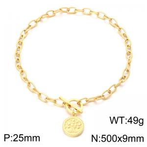 SS Gold-Plating Necklace - KN302659-Z