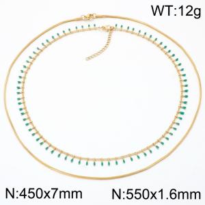 SS Gold-Plating Necklace - KN302697-Z