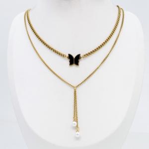 SS Gold-Plating Necklace - KN302793-CM