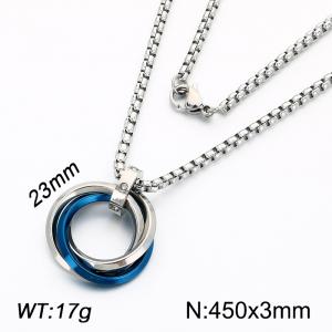 Stainless Steel Three-Ring Ring Necklace - KN302939-Z