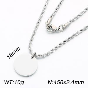 Stainless steel circular pendant necklace - KN302945-Z