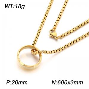 A fashionable jewelry stainless steel chain with a round ring pendant necklace - KN302950-K