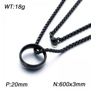 A fashionable jewelry stainless steel chain with a round ring pendant necklace - KN302952-K