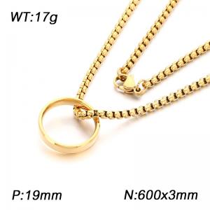 A fashionable jewelry stainless steel chain with a round ring pendant necklace - KN302954-K