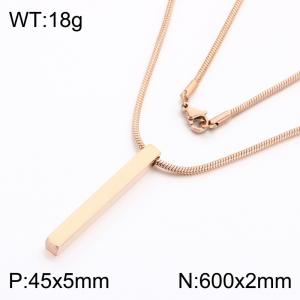 Fashion jewelry stainless steel rectangular pendant with stainless steel chain necklace - KN303459-K