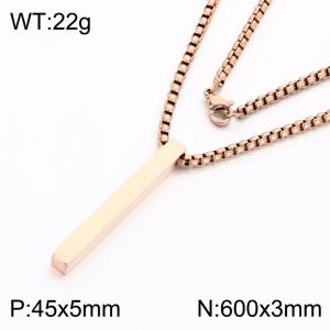 Fashion jewelry stainless steel rectangular pendant with stainless steel chain necklace - KN303463-K
