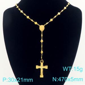 Stainless Steel Rosary Necklace - KN304086-CQ