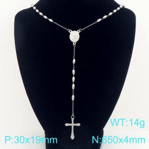 Stainless Steel Rosary Necklace - KN304088-CQ