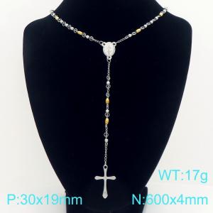 Stainless Steel Rosary Necklace - KN304089-CQ