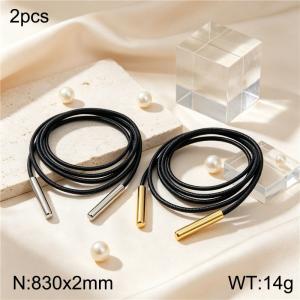 Stainless Steel Clasp with Fabric Cord--2mm - KN304214-Z