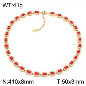 Stainless Steel Stone Necklace - KN304944-CAJY