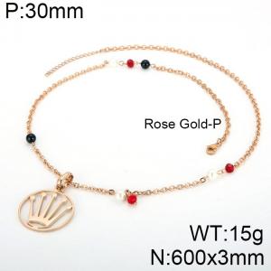 SS Rose Gold-Plating Necklace - KN33970-K