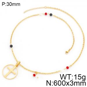 SS Gold-Plating Necklace - KN33973-K