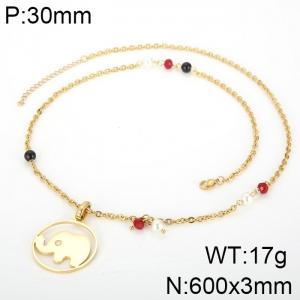 SS Gold-Plating Necklace - KN33978-K