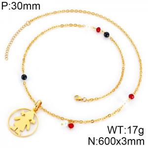 SS Gold-Plating Necklace - KN33982-K