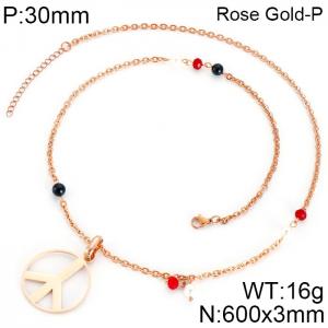 SS Rose Gold-Plating Necklace - KN34000-K