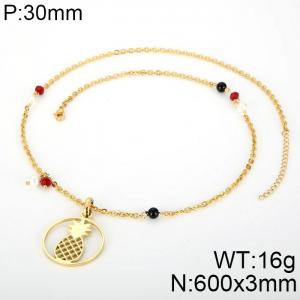 SS Gold-Plating Necklace - KN34008-K