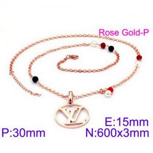 SS Rose Gold-Plating Necklace - KN34016-K