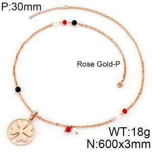 SS Rose Gold-Plating Necklace - KN34024-K
