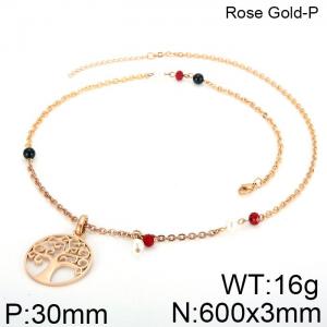SS Rose Gold-Plating Necklace - KN34030-K