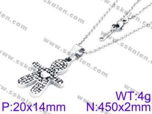 Stainless Steel Stone & Crystal Necklace - KN34140-K