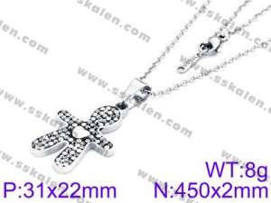 Stainless Steel Stone & Crystal Necklace - KN34141-K