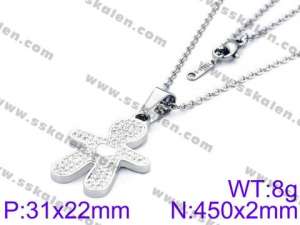 Stainless Steel Stone & Crystal Necklace - KN34146-K
