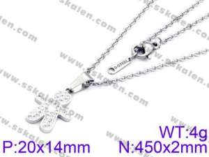 Stainless Steel Stone & Crystal Necklace - KN34147-K