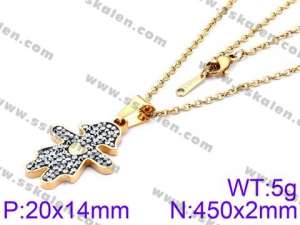 Stainless Steel Stone & Crystal Necklace - KN34148-K