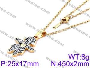 Stainless Steel Stone & Crystal Necklace - KN34149-K
