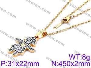 Stainless Steel Stone & Crystal Necklace - KN34150-K