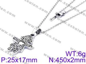 Stainless Steel Stone & Crystal Necklace - KN34152-K