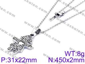 Stainless Steel Stone & Crystal Necklace - KN34153-K