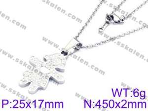 Stainless Steel Stone & Crystal Necklace - KN34155-K